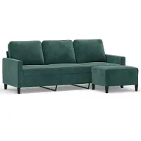 vidaXL Canapé 3 places avec pouf vert foncé 180 cm velours