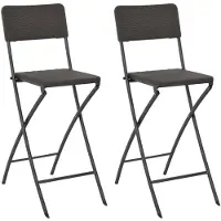 vidaXL Chaises de bar pliantes 2 pcs. HDPE et acier brun aspect rotin