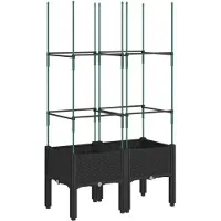 vidaXL Jardinière avec treillis noir 80x40x142,5 cm PP