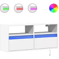 vidaXL Armoire TV murale avec éclairage LED blanc 100x31x45 cm