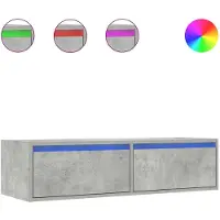 vidaXL Armoire TV avec lampes LED gris béton 100x35,5x25 cm