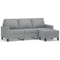 vidaXL Canapé à 3 places avec repose-pieds Gris clair 180 cm Tissu
