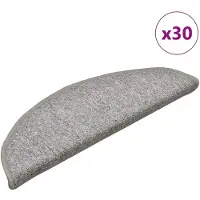 vidaXL Tapis d'escalier 30 pièces 56 x 17 x 3 cm Gris clair Demi-rond