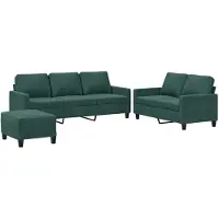 vidaXL Ensemble de canapés 3 pièces avec coussins vert foncé velours