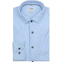 Olymp Chemise Level 5 Imprimé Bleu Clair Extra Manches Longues