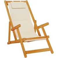 vidaXL Chaise pliante avec accoudoirs, en bois d'acacia couleur crème et tissu Textilene