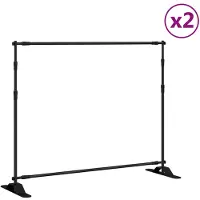 vidaXL Supports de toile de fond 2 pcs noir 254x243 cm acier
