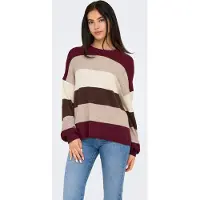 ONLY Pull-over 'ONLAtia' beige chiné / chocolat / lie de vin / blanc