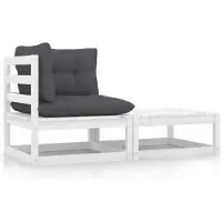 vidaXL Ensemble salon de jardin 2 pièces avec coussins blanc pin massif