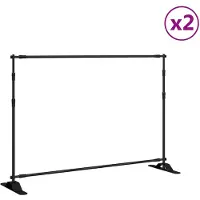 vidaXL Trépieds de fond 2 pcs. noir 305x243 cm acier
