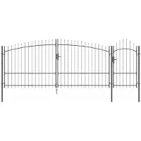 vidaXL Portillon de jardin avec tête de lance grise 175x500 cm en acier