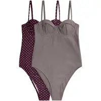 The Set Maillot de bain rouille / gris / blanc