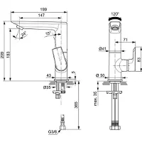 Ideal standard IDS Mitigeur de lavabo TESI avec bec haut pivotant chromé