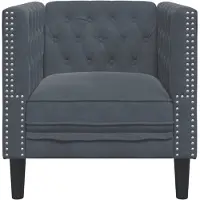 vidaXL Fauteuil Chesterfield gris foncé velours