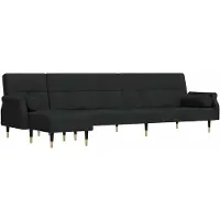 vidaXL Canapé-lit en forme de L noir 271x140x70 cm velours