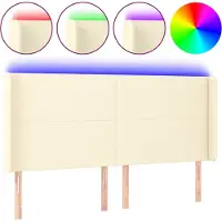 vidaXL Tête de lit LED Crème 183x16x118/128 cm Similicuir
