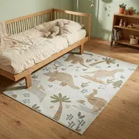Little Olly Tapis lavable pour enfant - Mace Dino Crème | 80x150 cm | Rectangulaire |