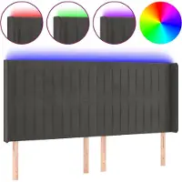 vidaXL Tête de lit LED gris foncé 183x16x118/128 cm velours