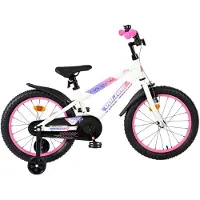 Volare Vélo pour enfants Lily - Filles - 18 pouces - Blanc, rose et violet - Deux freins à main