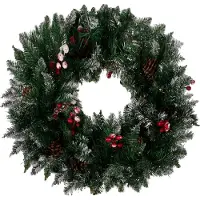 Ruhhy Couronne de porte avec baies enneigées Ø 45 cm Arrangement de Noël pour portes Murs Fenêtres 22302