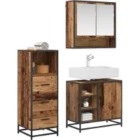 vidaXL Ensemble de meubles de salle de bain, 3 pièces, bois de récupération, 65 x 33 x 60 cm