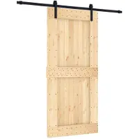 vidaXL Porte coulissante , finition naturelle et noire, 95 x 210 cm, pin massif