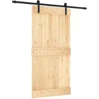 vidaXL Porte coulissante , finition naturelle et noire, 100 x 210 cm, pin massif