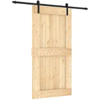 vidaXL Porte coulissante , finition naturelle et noire, 100 x 210 cm, pin massif