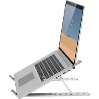 Swissten Support pour ordinateur portable réglable en aluminium argenté, capacité de charge 10 kg