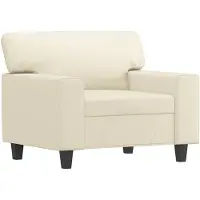 vidaXL Fauteuil avec pouf Crème 60 cm Similicuir