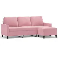 vidaXL Canapé 3 places avec pouf rose 180 cm velours