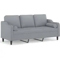 vidaXL Canapé 3 places avec oreillers gris clair 180 cm tissu