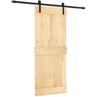 vidaXL Porte coulissante , finition naturelle et noire, 85 x 210 cm, pin massif