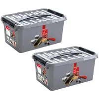 Sunware Q-line boîte de cirage avec insert/compartimentage 6 litres - set de 2 pièces