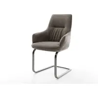 DELIFE Cantilever Zelia-Flex avec accoudoirs tissu structuré doux taupe pied cantilever plat grafiete ressorts ensachés