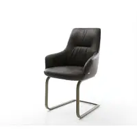 DELIFE Cantilever Zelia-Flex avec accoudoirs microfibre antracite vintage pied cantilever plat aspect titane ressorts ensachés
