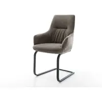 DELIFE Cantilever Zelia-Flex avec accoudoirs tissu structuré doux taupe pied cantilever plat noir ressorts ensachés