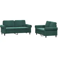 vidaXL Ensemble de canapés 2 pièces avec coussins vert foncé velours