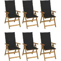 vidaXL Chaises de jardin pliantes 6 pcs. avec coussins en bois massif d'acacia