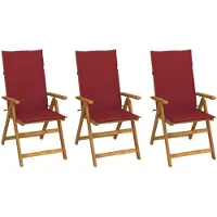 vidaXL Chaises de jardin pliantes 3 pcs. avec coussins en bois massif d'acacia
