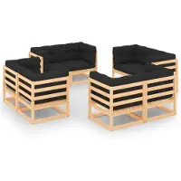 vidaXL Ensemble salon de jardin 8 pièces avec coussins pin massif