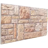 vidaXL Panneaux muraux , lot de 10, marron clair et blanc, 100 x 50 cm, mousse EPS
