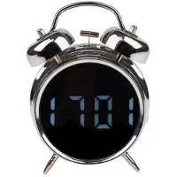 Izoxis Horloge numérique LED de style rétro, type réveil, couleur argent