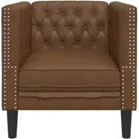 vidaXL Fauteuil Chesterfield Marron Similicuir aspect daim