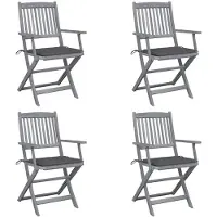 vidaXL Chaises de jardin pliantes 4 pièces avec coussin en bois massif d'acacia