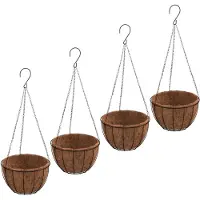 vidaXL Jardinières suspendues 4 pcs avec doublure coco Noir Ø 35x52 cm