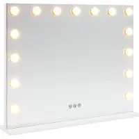 vidaXL Miroir de Coiffure LED Blanc 58 x 10 x 47 cm Verre et acier