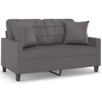 vidaXL Canapé 2 places avec oreillers gris 120 cm similicuir