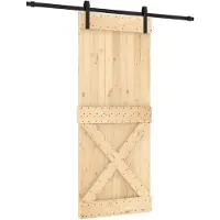 vidaXL Porte coulissante , finition naturelle et noire, 85 x 210 cm, pin massif