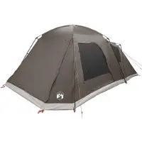 vidaXL Tente-abri pour 12 personnes, couleur marron et gris, en polyester et acier